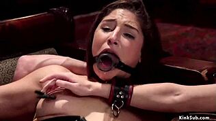 Povezane sužnji vzdržijo intenziven jeb pičk in riti v perverznem orgiji