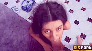 Ich ramme meinen Schwanz in die rasierte Fotze meiner faulen geilen Stiefschwester