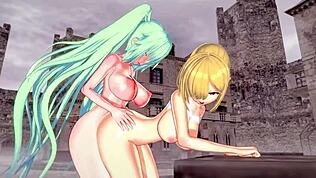 3D Hentai Fantasi med Stor Røv og Store Patter Futa Rider Hårdt for Creampie og Squirt i Vild Anime Scene