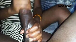 سرد: زب أسود كيني كبير يحصل على هاند جوب مجنون مع إنهاء كمشه فوضوي