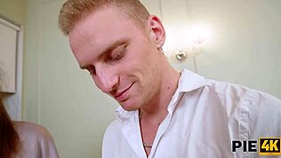 Russian teen feels ecstatic in fantasy group creampie threesome