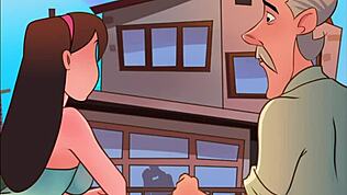 Вау! Старик долбит тугую жопу телок в аниме секрете!