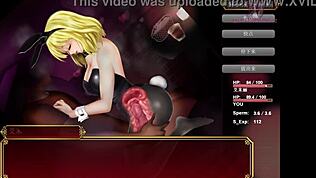 Titta på den hungriga kaninflickan på soffan