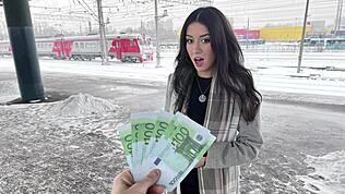 Publiczny agent: piękność pieprzy mocno w pociągu za kasę