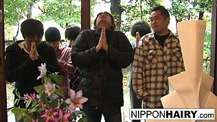 Japanese Teen Teases Her Hairy Pussy While Boys Sneak a Peek