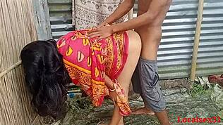 Bengali Bhabi Fucks in Red Clower Saree with Husband in Official Video