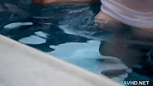 Japanese lady caught in wild gangbang action by the pool in vol 6