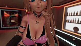 Уау, можеш ли да се справиш с големи цици и свирка в бара в POV VR танц?