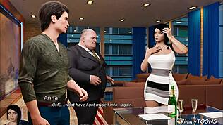 Η συναρπαστική στοργή της Άννας - Υπάκουη γραμματέας υπακούει στον αφεντικό με ρούχα σχισμένα σε σκηνή γραφείου. Ο παχύς άντρας την κυριαρχεί!