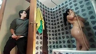 Stepsister Caught Naked in Bathroom Joins My Masturbation with a Hot Blowjob