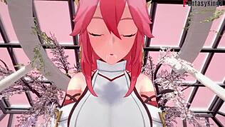 ¡Ey, mira a Yae Miko chupando en esta fantasía POV de Genshin Impact!