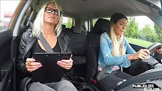 Ευρωπαίες λεσβίες γλείφουν πούτσα σε δημόσιο αυτοκίνητο