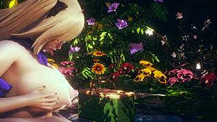 Genshin Impact hentai z pohledu Fischl dává boobjob a líže