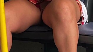 18-Year-Old Stepdaughter Flashing No Panties on Bus, Damn!