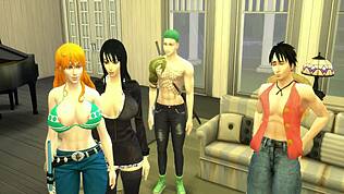 อะไรร้อนกว่า นิโกโรบินโดนลัฟฟี่เย็ดในเฮนไต?