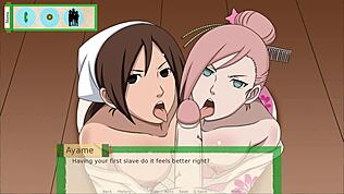 V Jikage Rising Arc 2 Epizoda 7, velké prsaté trio ninjí se nechá prcat.