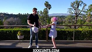 Petite Blonde Teen Coco Lovelock Enjoys Easter Egg Hunt Fun