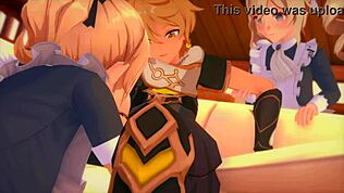 Горничные Джин и Геншин Импакт в жарком тройничке