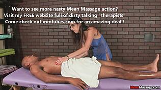 Massagebruden binder upp dig för en hård handjob med sin stora kuk