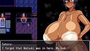 태닝한 나츠키, 헨타이 게임 8화에서 해변 뜨거운 오일 마사지