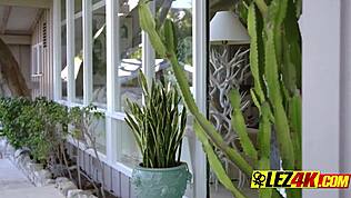 이 섹시한 큰 젖 가진 여자가 란제리 입고 세게 박혀