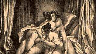 Ilustrație erotică vintage aduce farmec retro.