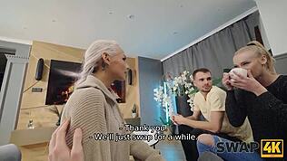 Masaż stóp zamienia się w gorący trójkąt, gdy chłopak bierze prysznic