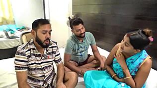 Indian friends bang their cute maid in hardcore desi threesome