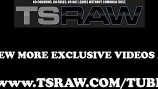 Shemale brasileira peituda dá boquete intenso ao ar livre em close-up