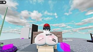 ビッチがロブロックスでデカ白人男とハメまくり