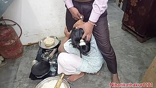 인도 데시 새엄마, 어, 지금 주방에서 세게 박아