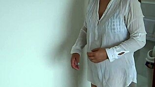 stepmom in bikini on beach, stepson films bulge