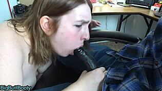 bbc slut sucks cum while girlfriend watches?