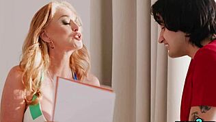 sensual nicole doshi's huge tits bounce on white monster during nuru fuck!