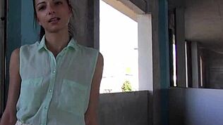 Petite French Justine's first anal casting tempts her tiny waist limits