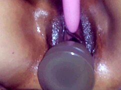 Wife uses dildo and vibrator for intense pleasure in homemade session with toys