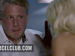 A steamy threesome unfolds with stunning blonde Tiffany Rousso riding hard. Her curves steal the show in every position.