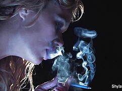 Shyla Stylez' Fetish Scene with Blonde Big Tits, Masturbation, and Smoking?