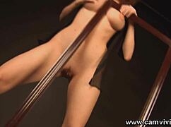 artistic striptease with pussy rubbing on frame