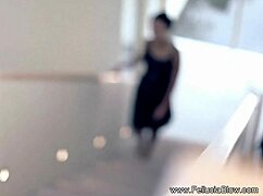 blowjob session on the stairs with redhead amateurs and facial