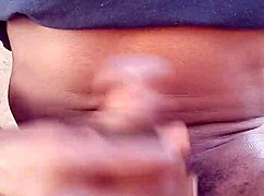 Stroking Big Black Cock Outdoors Moaning