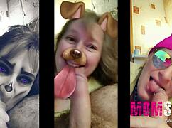 This blonde plays like a young slut giving blowjobs 😏