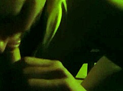 She gives an amazing blowjob to the blonde milf