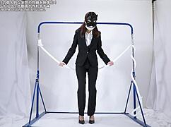 woman masturbating over rope, feeling ecstatic