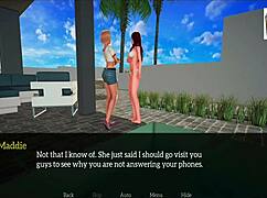 In the anime game, a redhead teen explores her new family dynamics