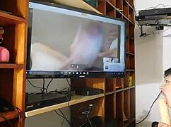 woman gets excited on camera and acts wildly