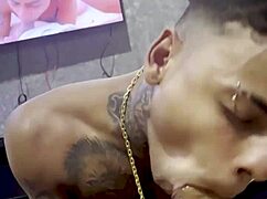 Sucking my well-endowed friend in a gay encounter