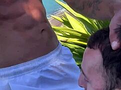 guy cruises brazilian beaches for monster cock blowjobs in public