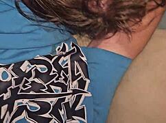 a gay man receives a deep blowjob in his mouth