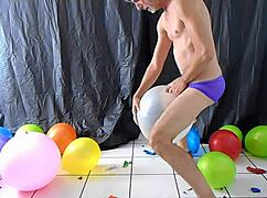 Balloon play with horny gay dilf Richard Lennox is so fun!